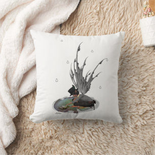 Boy Rain Fairy With Frog Throw Pillow