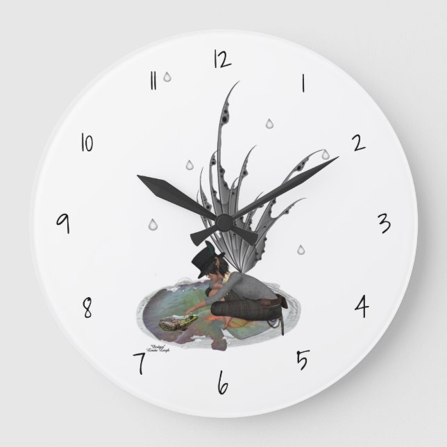 Boy Rain Fairy With Frog Wall Clock (Front)