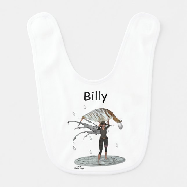 Boy Rain Fairy With Leaf Baby Bib (Front)