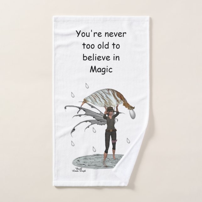 Boy Rain Fairy With Leaf Hand Towel (Hand Towel)