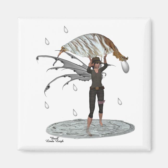 Boy Rain Fairy With Leaf Magnet (Front)