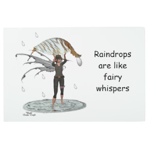 Boy Rain Fairy With Leaf Metal Wall Art