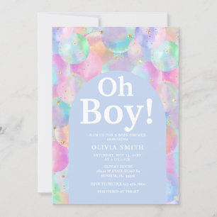 Boy Rainbow Balloons Blue Arch Baby Shower Invitation