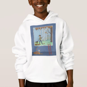 Boy raking leaves hoodie