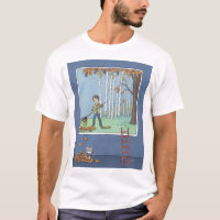 Boy raking leaves  T-Shirt