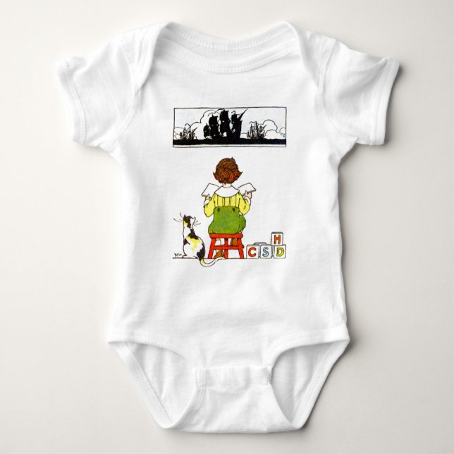 Boy reading baby bodysuit (Front)