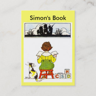 Boy reading Book Plate Business Card
