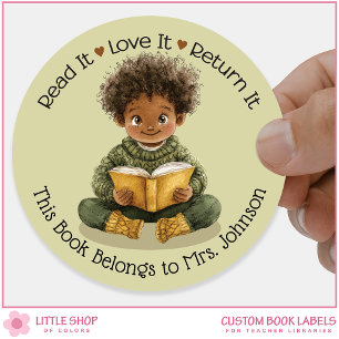 Boy Reading Book Teacher Classroom Library Labels