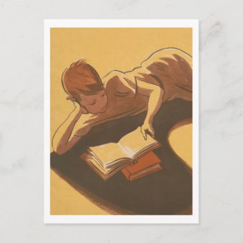 Boy Reading Book Vintage Image Postcard by Sideview at Zazzle