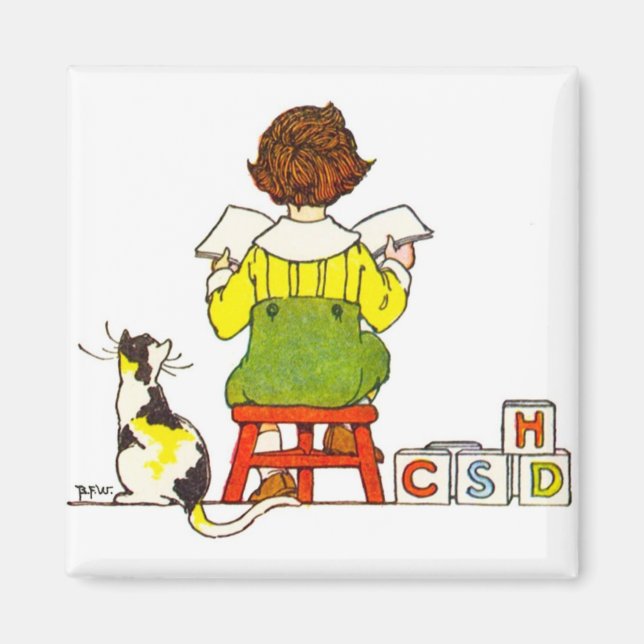 Boy reading magnet (Front)