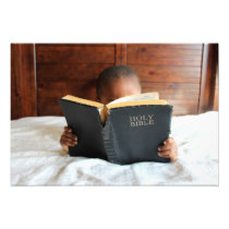 Boy Reading the Holy Bible Photo Print