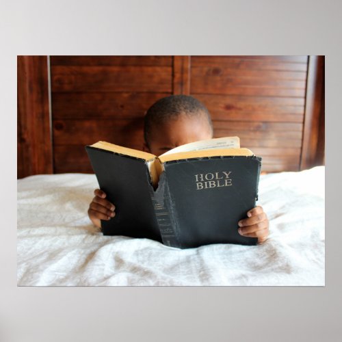 Boy Reading the Holy Bible Poster