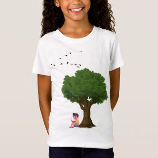 Boy Reading Under Tree Peaceful Nature Reading Ill T-Shirt