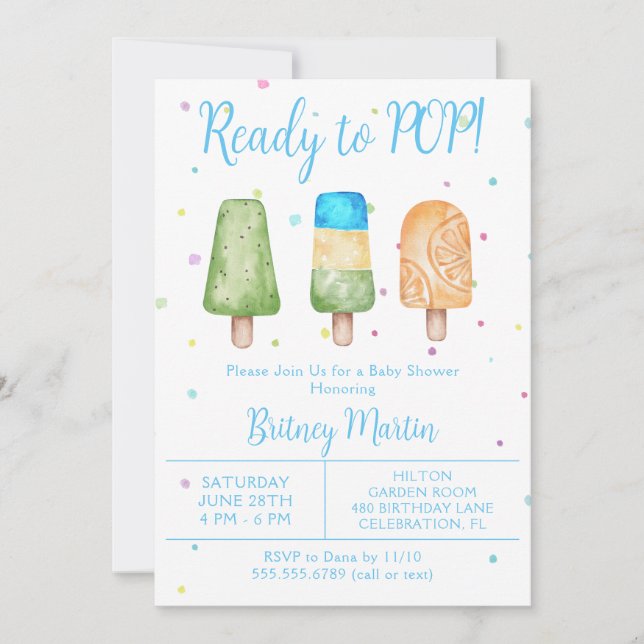 Boy Ready to Pop Summer Baby Shower Invitation (Front)
