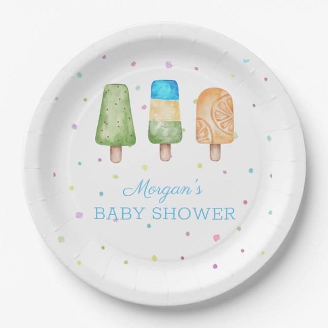 Boy Ready to Pop Summer Baby Shower Paper Plates (Front)