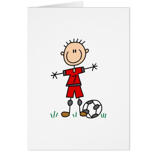 Boy Red Uniform Soccer Cards (Front)