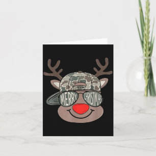 Boy Reindeer Hat Camo Hat Merry Christmas Xmas Boy Card