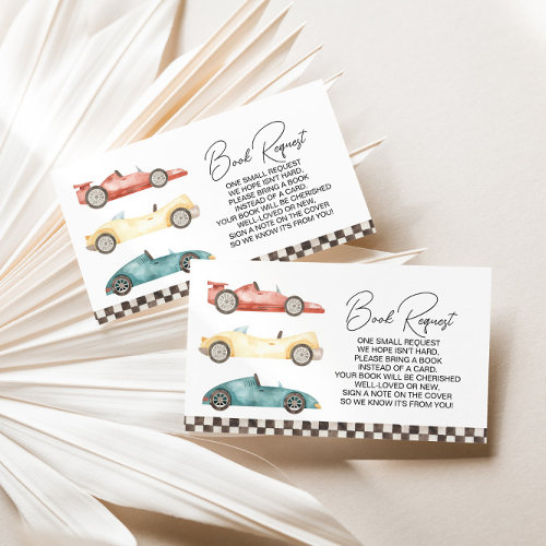 Boy Retro Race Car Baby Shower Book Request