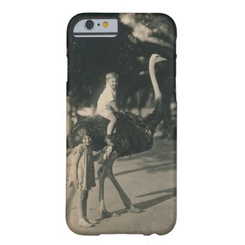 Boy Riding an Ostrich Vintage Postcard Photo Motif Barely There iPhone 6 Case