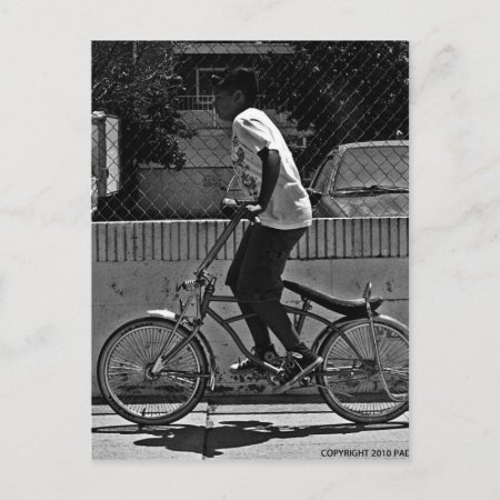 Boy Riding Bike Postcard