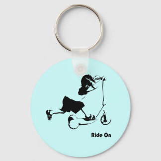 Boy Riding on Scooter Keychain