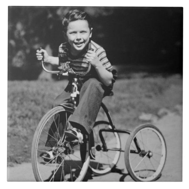Boy Riding Tricycle Tile (Front)