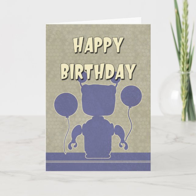Boy Robot Birthday Card (Front)