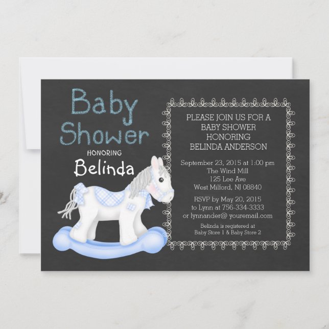 Boy Rocking Horse Baby Shower Invitation (Front)