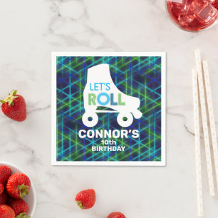 Boy Roller Skating Birthday Let's Roll Napkins