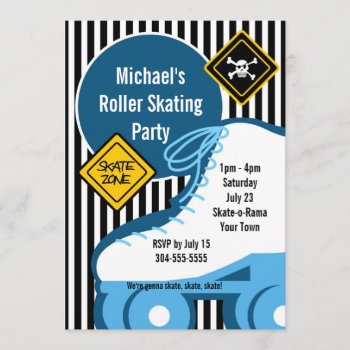 Boy Roller Skating Birthday Party Invitation by wingding at Zazzle