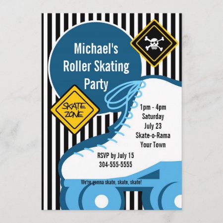 Boy Roller Skating Birthday Party Invitation