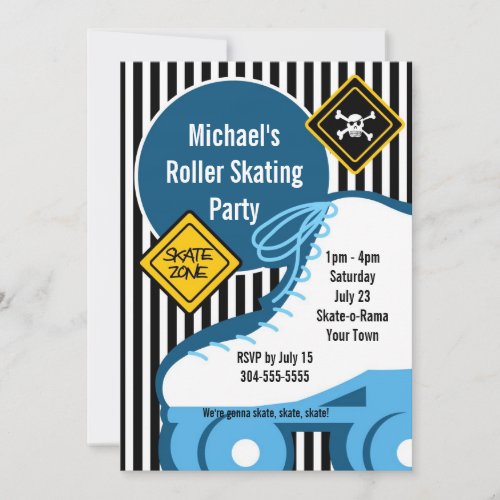 Boy Roller Skating Birthday Party Invitation