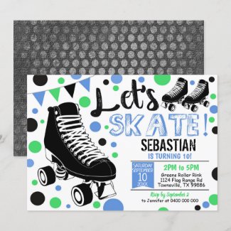 Boy Roller Skating Invitation Rollerskating Party