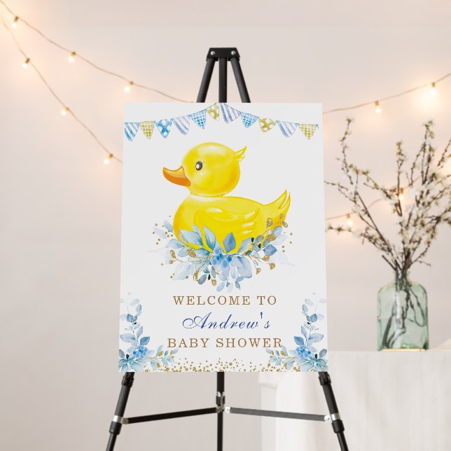 Boy Rubber Duck Baby Shower Welcome Template Foam Board (In Situ (Stand))