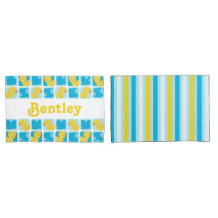 Boy Rubber Duck Personalized Name Pillowcase Set