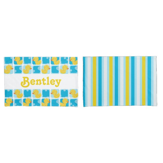 Boy Rubber Duck Personalized Name Pillowcase Set (Front-Set)