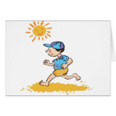 Boy running while barefoot cards (Front Horizontal)