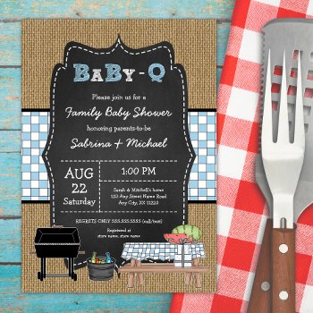 Boy Rustic Family Baby Q Shower  Invitation by lemontreecards at Zazzle