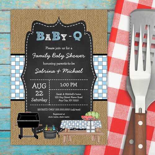 Boy Rustic Family Baby Q Shower  Invitation