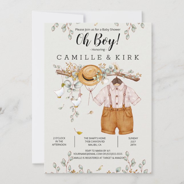 Boy Rustic Farm Country Baby Shower Invitation (Front)