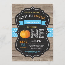 Boy Rustic Pumpkin First Birthday Invitation