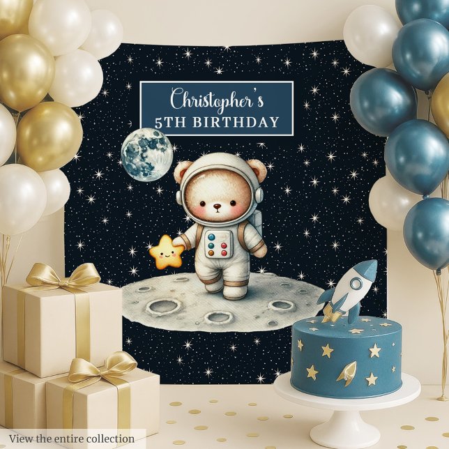 Boy’s Birthday Cute Teddy Bear Astronaut Wall Deco Tapestry (Boy’s Birthday Cute Teddy Bear Astronaut Wall Deco Tapestry)