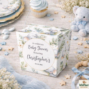 Boy’s Elephant Watercolor Baby Shower –Blue Safari Favor Boxes