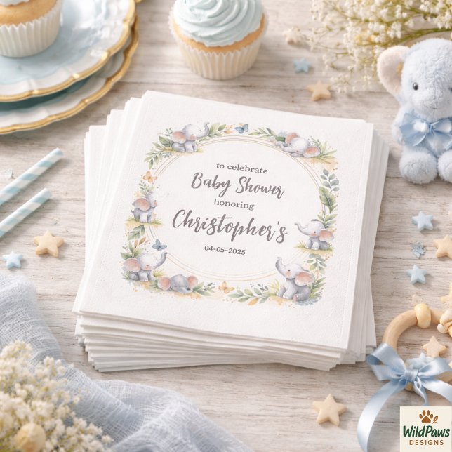 Boy’s Elephant Watercolor Baby Shower –Blue Safari Napkins (Boy’s Elephant Watercolor Baby Shower –Blue Safari Napkins
)