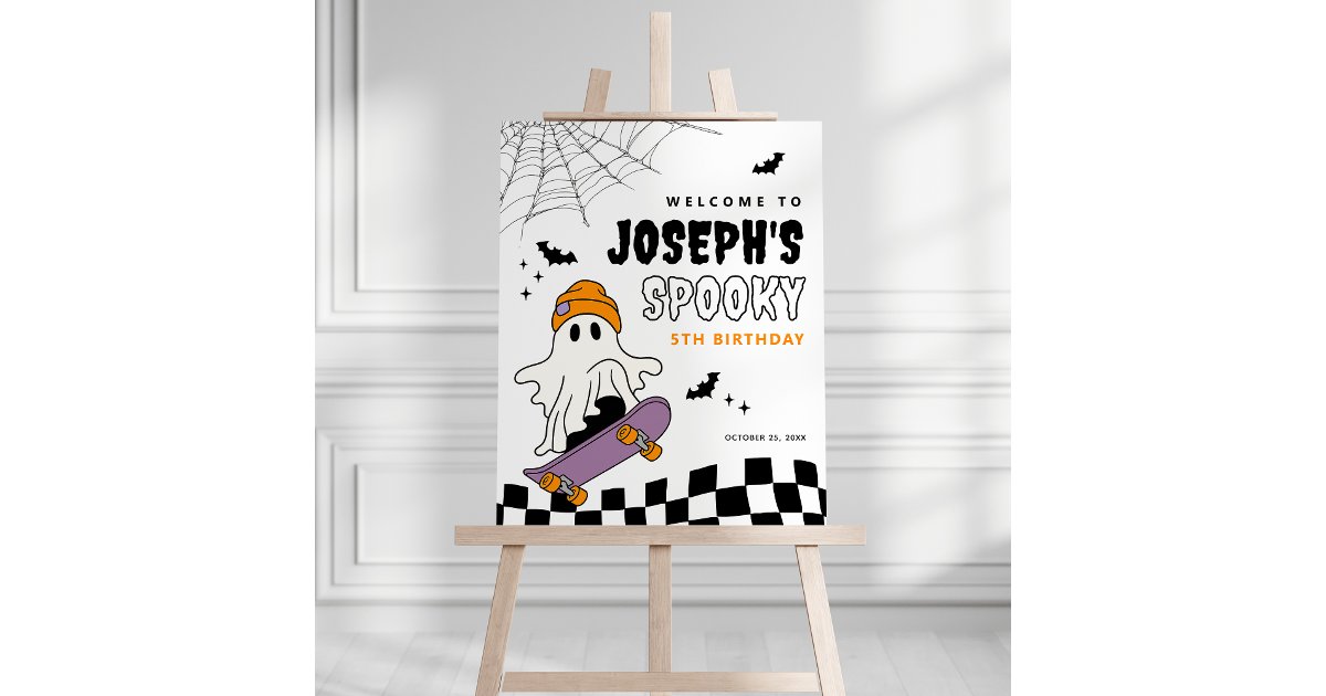 Boy’s Spooky Halloween Birthday Welcome Sign | Zazzle
