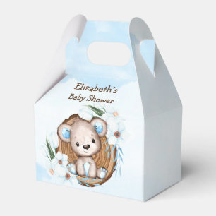 Boy’s Watercolor Teddy Bear Baby Shower Favor Boxes