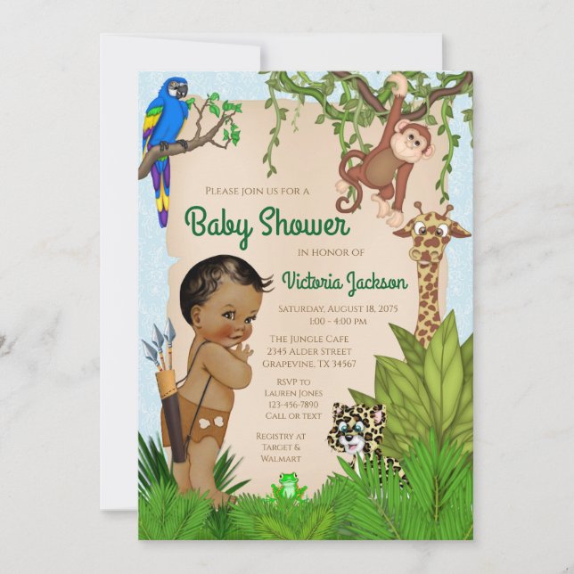 Boy Safari Animal Baby Shower Invitation (Front)