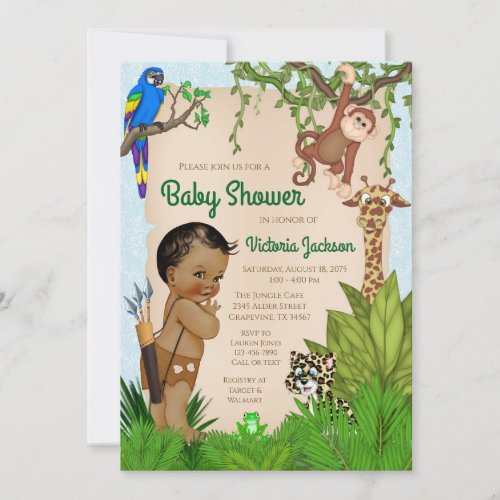 Boy Safari Animal Baby Shower Invitation