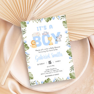 Boy Safari Animal Baby Shower  Invitation