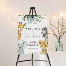 Boy Safari Animal Baby Shower Welcome Sign